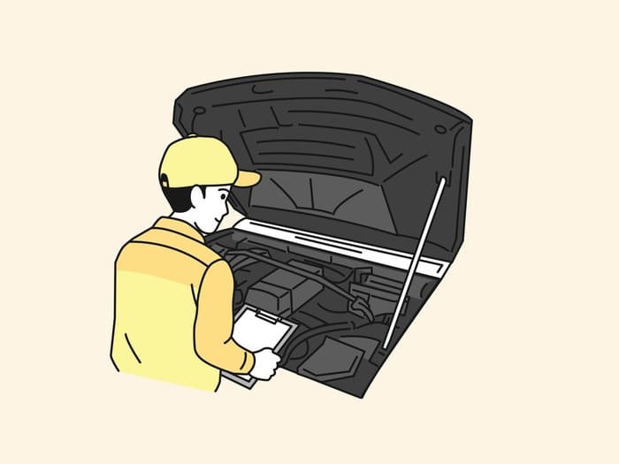 車検風景のイラスト